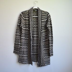 Zigzag Patterned Striped Cashmere Cardigan